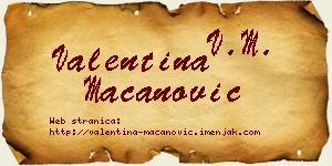 Valentina Macanović vizit kartica